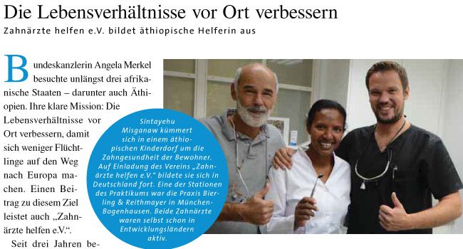 Zahnärzte helfen e.V. bildet äthiopische Helferin aus