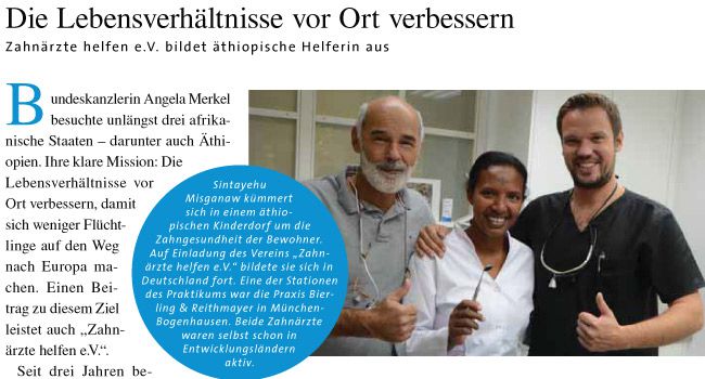 Zahnärzte helfen e.V. bildet äthiopische Helferin aus